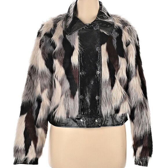 Vintage y2k Venus Jacket Faux Fur Leather Cuffs Rave 2000s Trashy Size XL - Picture 1 of 12